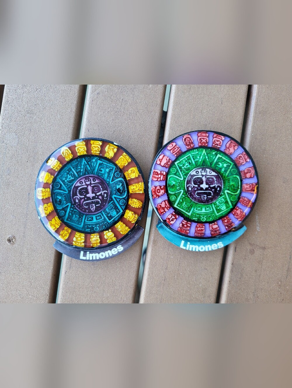 Decorative Mexican Aztec Calendar magnets - set of 2